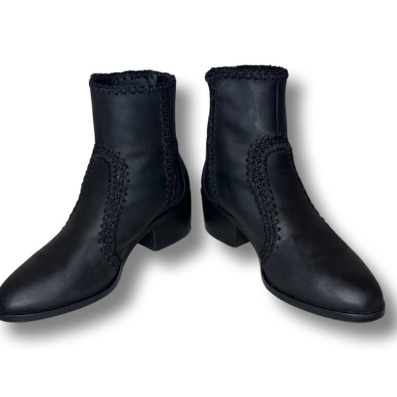 CHELSEA &  VIOLET the Lucy Nubuck Crochet-Detail Booties - Picture 4 of 8